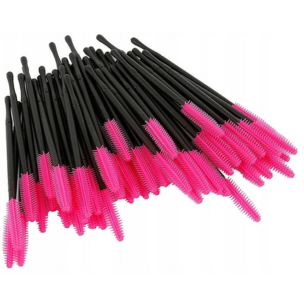 50pcs Silicone Eyelash Brush - Pink - Eyebrow and eyelash brushes