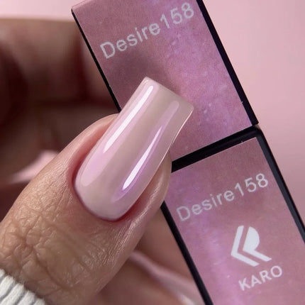 Lac de unghii Gel Desire 158 Bej rozaliu cu sclipici 8ml KARO