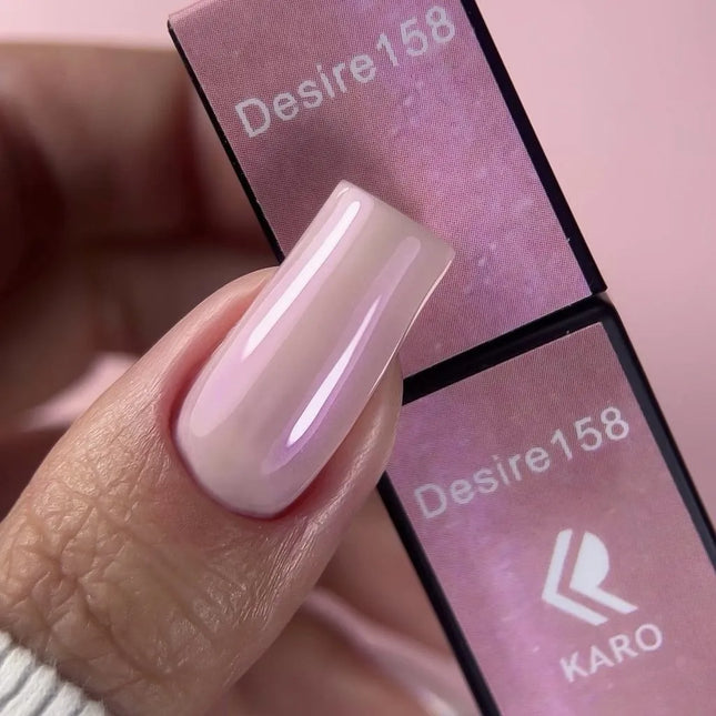 Lac de unghii Gel Desire 158 Bej rozaliu cu sclipici 8ml KARO