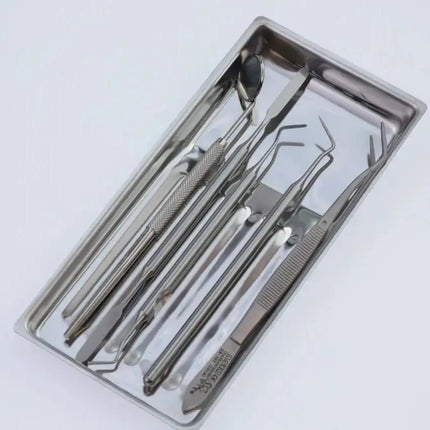 Tavă metalică dreptunghiulară pentru instrumente, pentru 7 instrumente