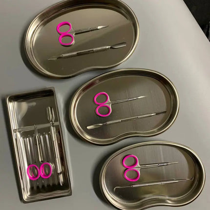 Tavă metalică dreptunghiulară pentru instrumente, pentru 7 instrumente