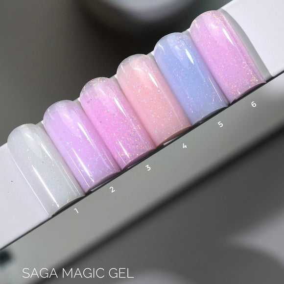 Saga Magic Gel №01 Milky з голографічною фольгою 15ml