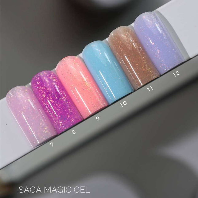 Saga Magic Gel №12 Лаванда з голографічною фольгою 15 мл