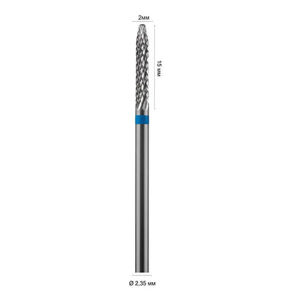 Freză conică din carbură pentru unghii „Cone” 2mm albastră 31123M