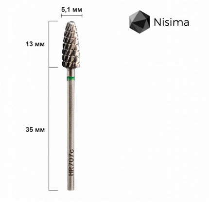 Freza pentru unghii din carbură „Porumb” 5mm Verde Hr707cK Nisima