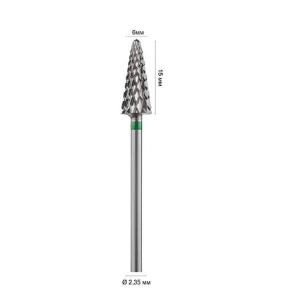 Твердосплавная фреза для ногтей «Конус» 6mm Green 407402M