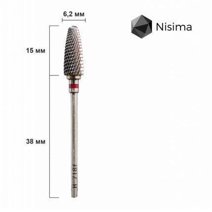 Freză pentru unghii din carbură „Porumb” 6mm Roșu H718fK Nisima