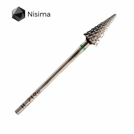 Freză conică din carbură pentru unghii „Cone” 6mm verde H719cK Nisima