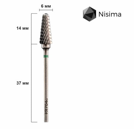 Freză de unghii din carbură „Frustum” 6mm verde Hr704cK Nisima