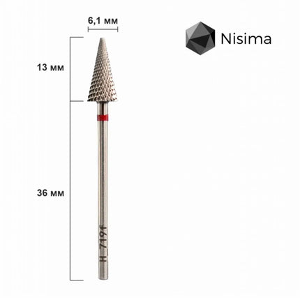 Carbide Nail Drill Bit "Cone” 6mm Red H719fK Nisima