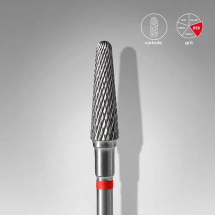 Carbide nail drill bit ’Thin Cone” 4*13 Red Staleks - Carbide nail drill bits