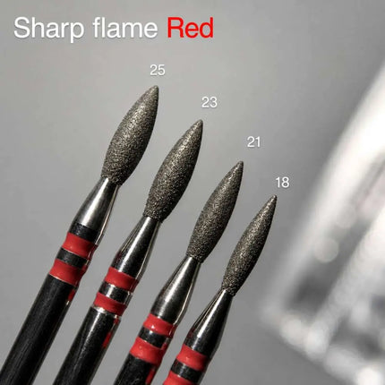 Diamond nail drill bit „Flame” 1.8mm Roșu Premium