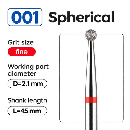 Diamond nail drill bit „Ball” Roșu 2.1 mm