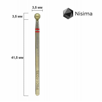 Diamond nail drill bit „Ball” 3.5 mm Blue P801f035