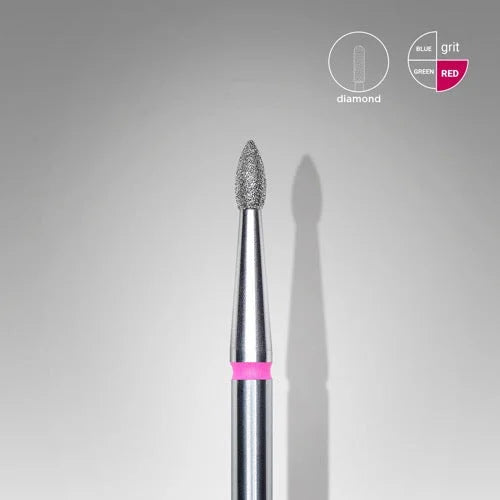 Diamond nail drill bit “Bud” Pointed 1.8*4.0 mm Red STALEKS - Diamond nail drill bits