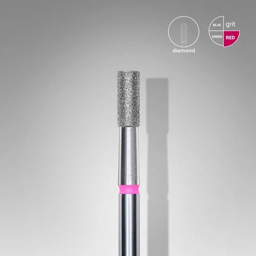 Diamond nail drill bit “Cylinder” 2.5*6.0 mm Red STALEKS - Diamond nail drill bits