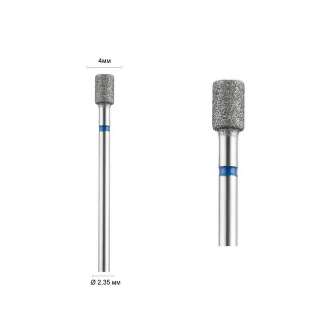 Diamond nail drill bit “Cylinder” 4.0*10 mm Blue - Diamond nail drill bits