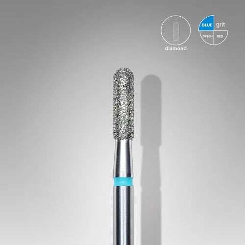 Diamond nail drill bit “Cylinder” Rounded 2.3*8.0 mm Blue STALEKS - Diamond nail drill bits