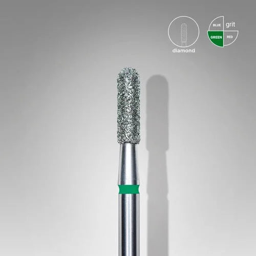 Diamond nail drill bit “Cylinder” Rounded 2.3*8.0 mm Green STALEKS - Diamond nail drill bits