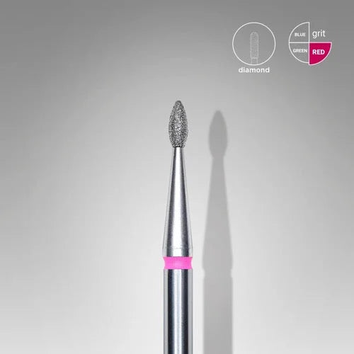 Diamond nail drill bit “Drop” 1.6*4.0 mm Red STALEKS - Diamond nail drill bits