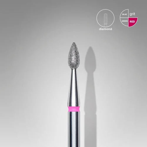 Diamond nail drill bit “Drop” 2.3*5.0 mm Red Staleks - Diamond nail drill bits