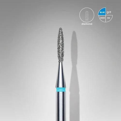 Diamond nail drill bit “Flame” Pointed 1.6*8.0 mm Blue STALEKS - Diamond nail drill bits