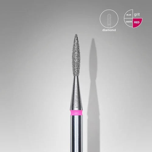Diamond nail drill bit “Flame” Pointed 1.6*8.0 mm Red STALEKS - Diamond nail drill bits