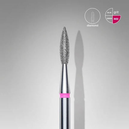 Diamond nail drill bit “Flame” Pointed 2.1*8.0 mm Red Staleks - Diamond nail drill bits