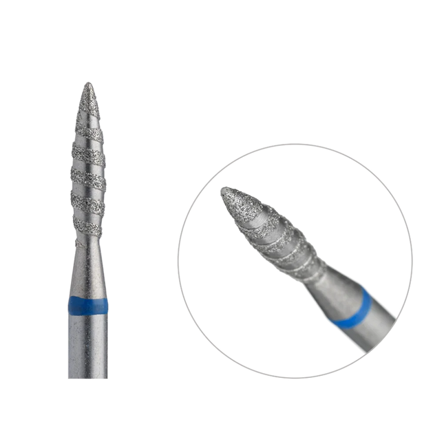 Diamond nail drill bit “Tornado” 2.1*10 mm Blue - Diamond nail drill bits
