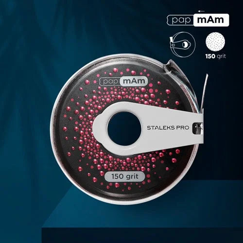 Disposable abrasive tape papmAm in a plastic case Staleks Pro Exclusive 150 grit ATCLUX-150 - Disposable abrasive tape
