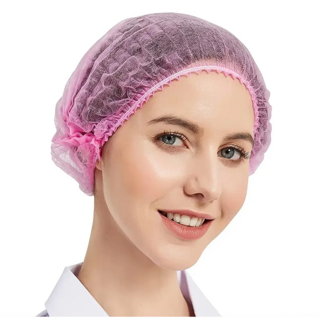 Disposable bouffant caps 100pcs/pack - Pink - Disposable caps