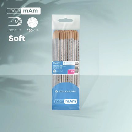 Disposable files papmAm (soft base) on a wooden base Staleks Pro Smart 20 150 grit (10 pcs) DWC-20-150