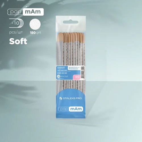 Disposable files papmAm (soft base) on a wooden base Staleks Pro Smart 20 180 grit (10 pcs) DWC-20-180