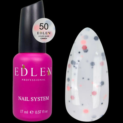 Edlen Cover Base Candy №50 Lapte cu fulgi negri și portocalii 17ml