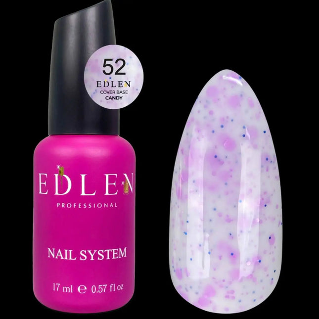 Edlen Cover Base Candy №52 Lapte cu fulgi albaștri și mov 17ml