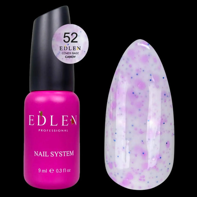 Edlen Cover Base Candy №52 Lapte cu fulgi albaștri și mov 9ml