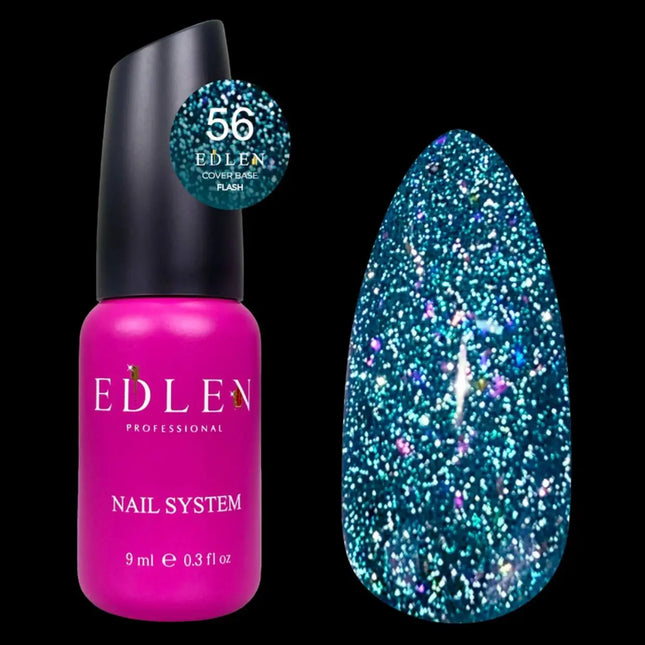 Edlen Cover Base Flash №56 Verde cu folie holografică 9ml