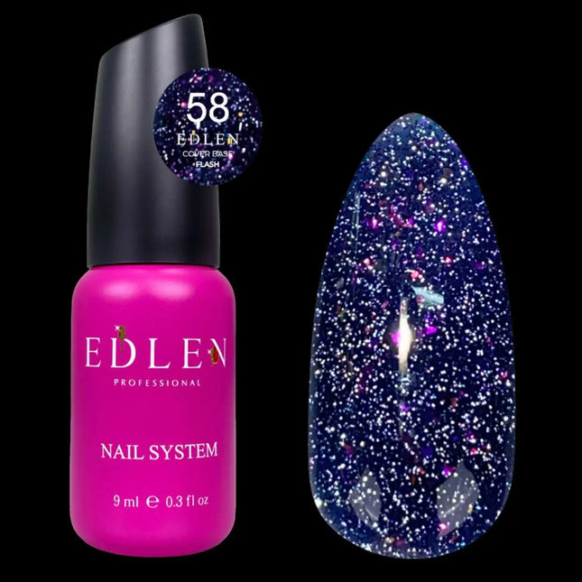 Edlen Cover Base Flash №58 Blackberry cu folie holografică 9ml