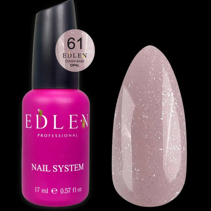Edlen Cover Base Opal №61 Pudră Roz cu sclipici argintiu 17ml