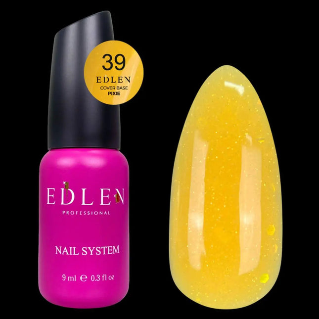 Основа Edlen Cover Base Pixie №39 Тёплый жёлтый с блёстками 9 мл