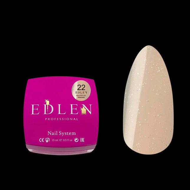 Gel de construcție Edlen №22 „Prințesă” Bej crem cu sclipici 15ml