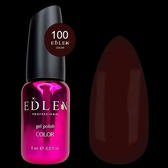 Lac de unghii semipermanent Edlen, culoarea nr. 100, maro granat, 9 ml
