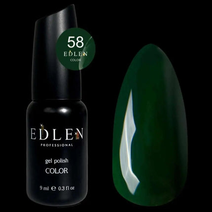 Гель-лак Edlen, колір №58 «Темно-зелений», 9 мл