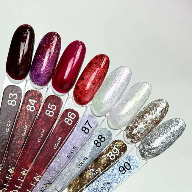 Ojă semipermanentă Edlen, culoarea №83 Roșu intens cu Shimmer, 9ml