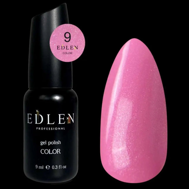 Edlen Gel Polish Color №09 Japanese Pink with silver shimmer 9ml