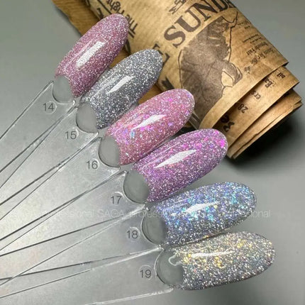 Saga Fiery Gel Polish №18 Argintiu cu folie albastră 10ml