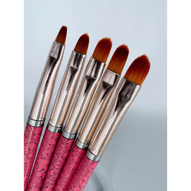 Gel Brush Pink with dots Set 5psc - Nail Art Brushes