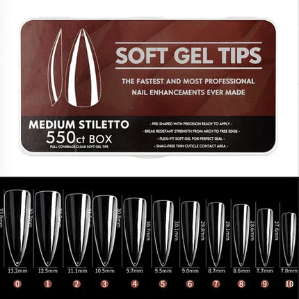 Gel tips Medium Stiletto 550pcs - Nail tips