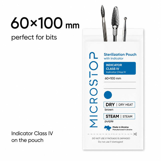 Pungi de sterilizare MicroSTOP 60x100mm (albe) 100 bucăți