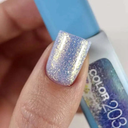 Luna Gel Polish №203 Color Blue Violet with fine holographic foil 13ml